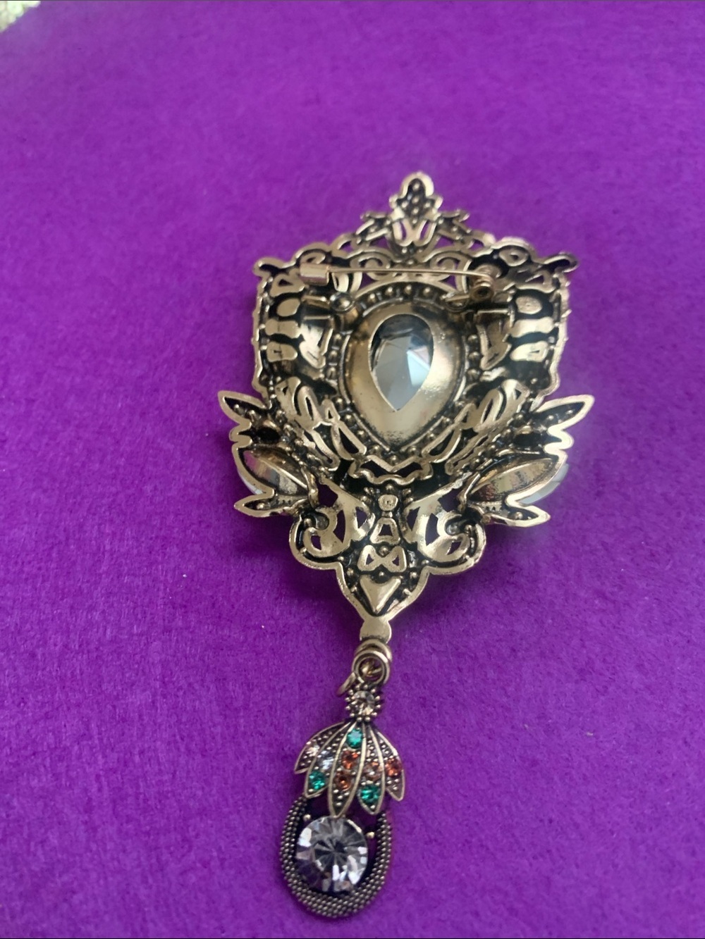 Luxury Vintage-Inspired Blue Teardrop Pendant Brooch - Women Jewelry - Picture 4 of 5